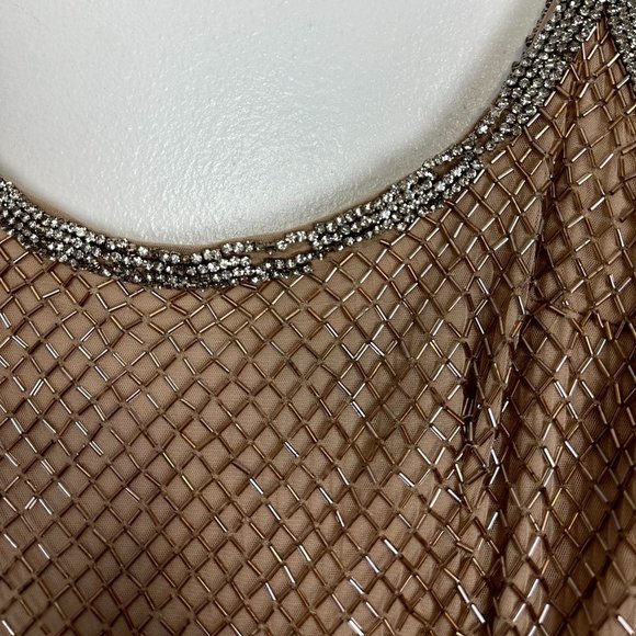 MAC DUGGAL Lattice Bead Sheath Gown in Nude Size US 10 - Picture 6 of 16